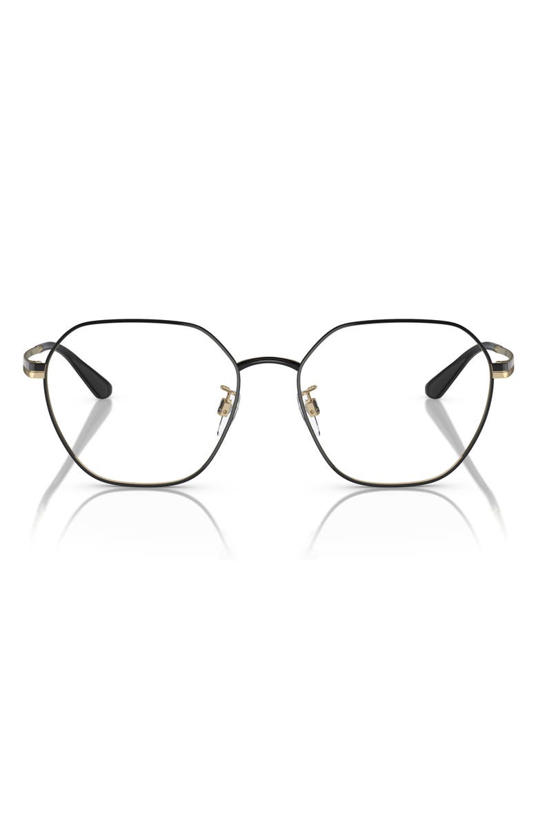 Emporio Armani 55mm Round Optical Glasses, Main, color, Shiny Black / Demo Lens