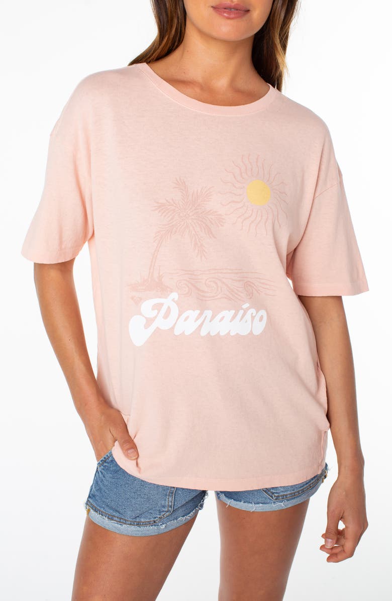 Roxy Paraiso Oversize Cotton Graphic T-Shirt, Main, color, Pink Champagne
