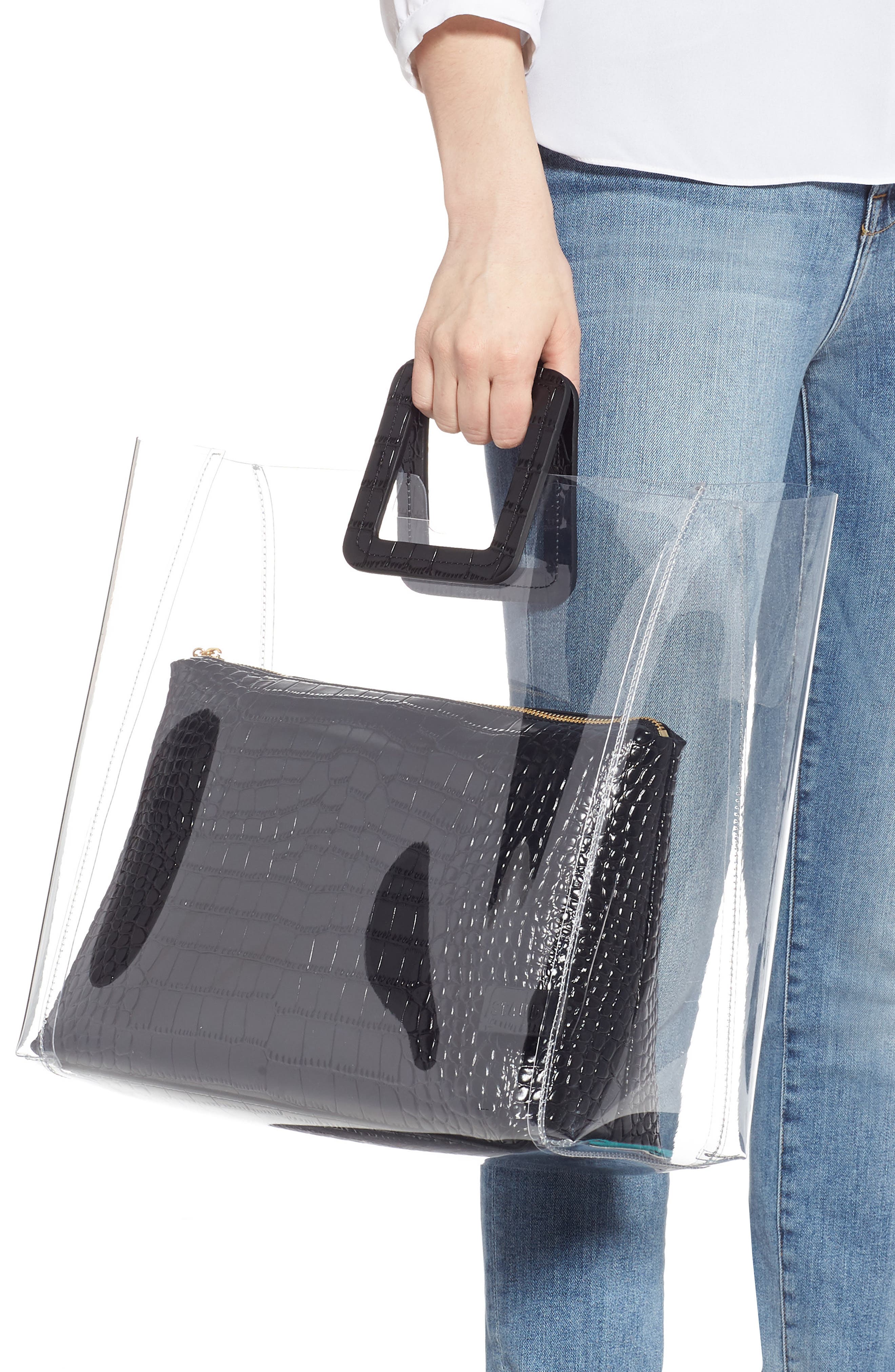 STAUD Large Shirley Transparent Handbag, Alternate, color, 