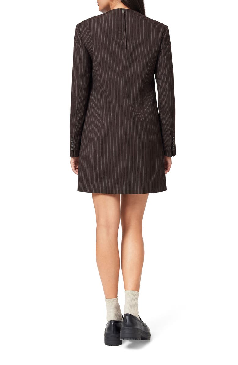 Scotch & Soda Pinstripe Long Sleeve Shift Dress, Alternate, color, Brown Pinstripe