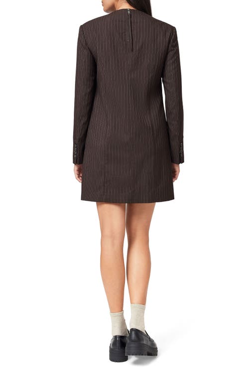 Scotch & Soda Pinstripe Long Sleeve Shift Dress In Brown