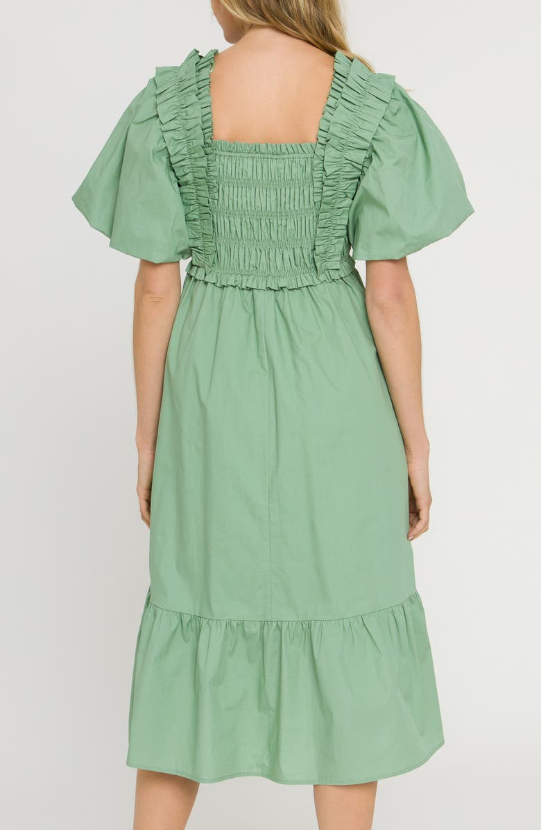 English Factory Ruffle Smocked Cotton Dress, Alternate, color, Green