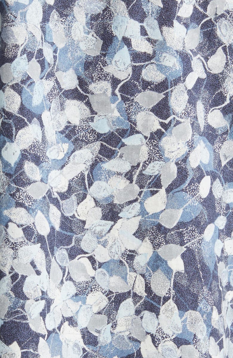 Treasure & Bond San Fran Leaf Print Short Sleeve Linen & Cotton Button-Up Shirt, Alternate, color, 