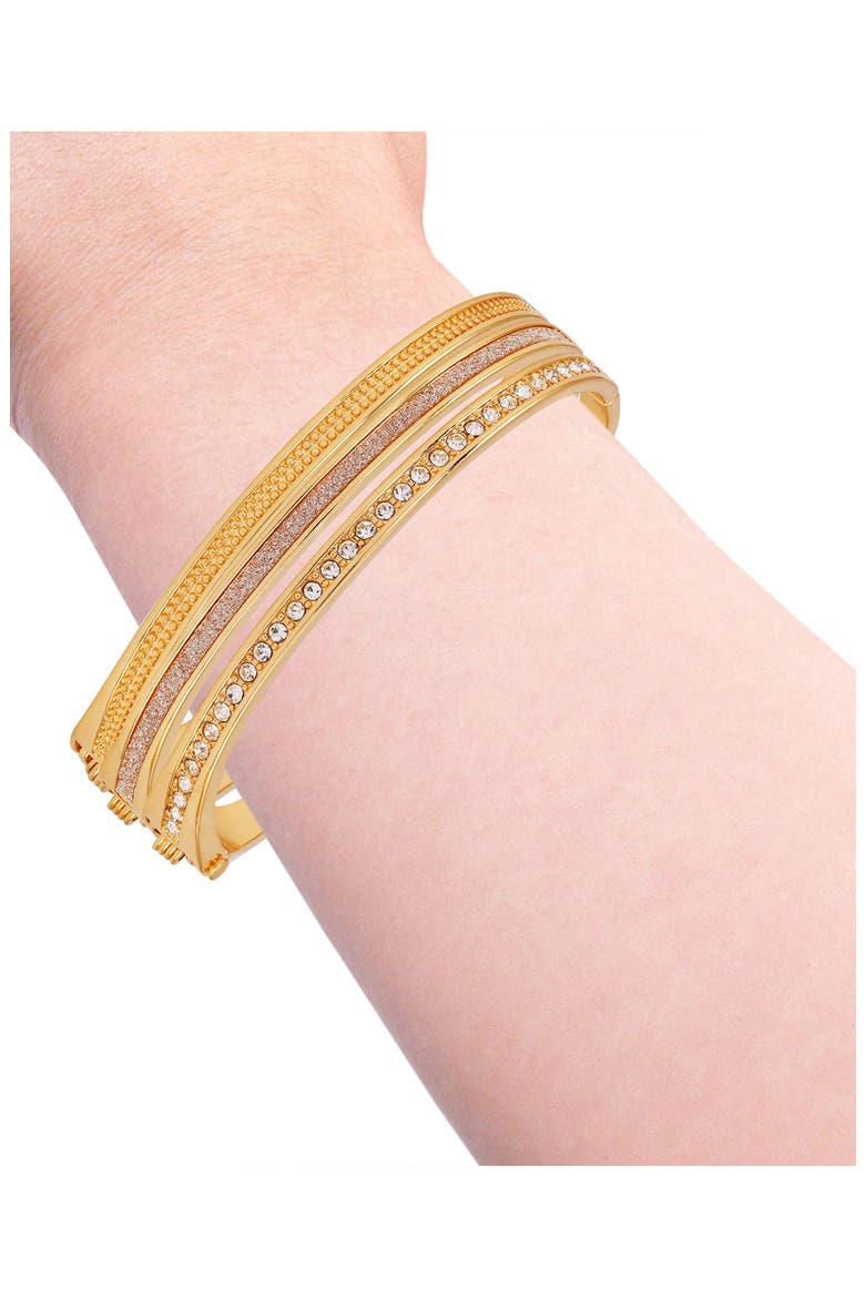 Set of 3 Hinge Bracelets, Alternate, color, GOLD TONE