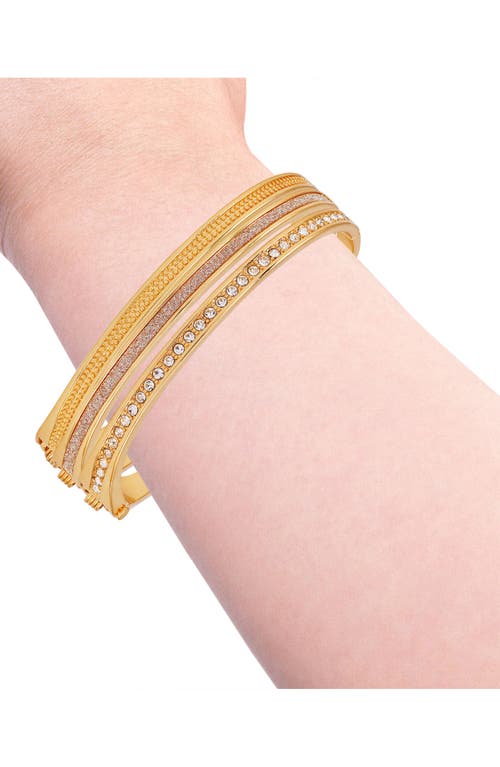 Guess Set Of 3 Hinge Bracelets In Gold