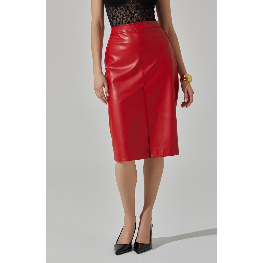 Astr The Label Ladonne Faux Leather Skirt In Red