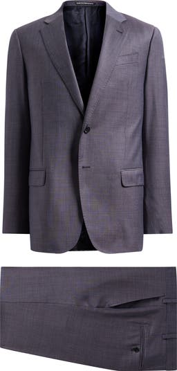 Emporio Armani G-Line Slim Fit Purple Microcheck Wool Suit | Nordstrom