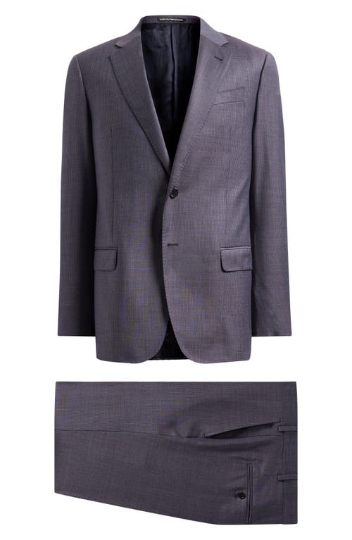 Emporio Armani G-line Slim Fit Microcheck Wool Suit In Blue