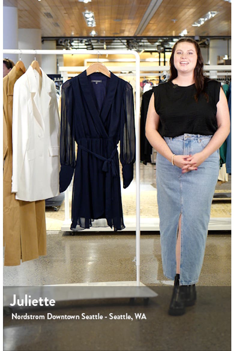 Long Sleeve Chiffon Faux Wrap Dress video
