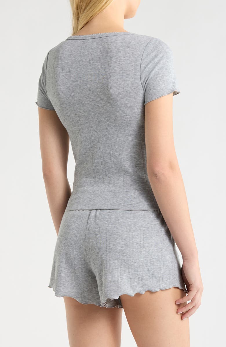 Open Edit Pointelle Knit Short Pajamas, Alternate, color, Grey Heather