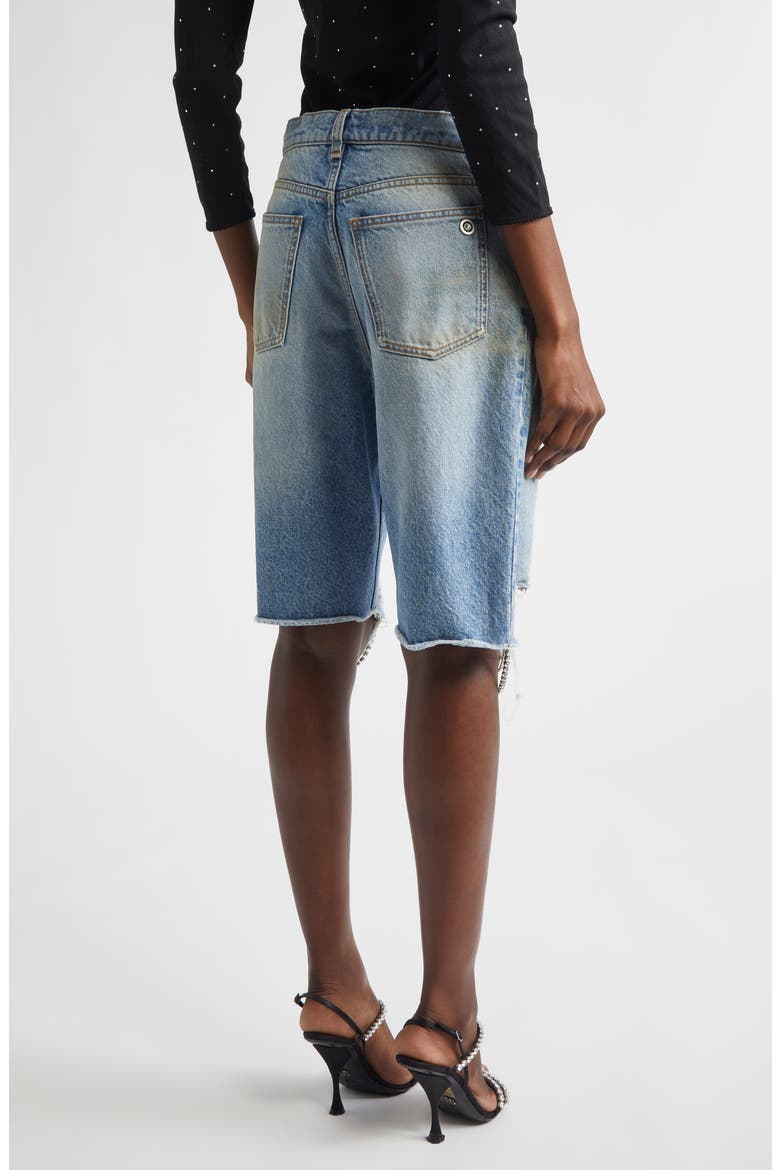 Crystal Frayed Cutoff Shorts, Alternate, color, MEDIUM BLUE
