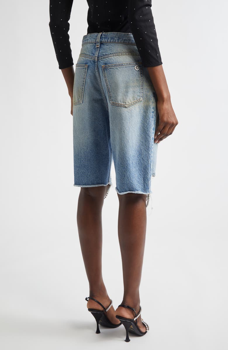 Area Crystal Frayed Cutoff Shorts, Alternate, color, Medium Blue