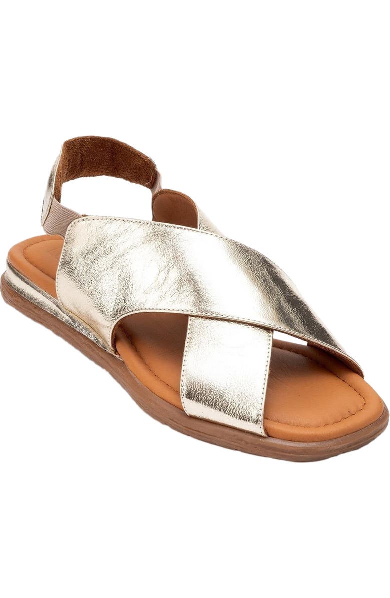 Forever & Always Shoes Broods Elastic Leather Slip On Sandals, Main, color, Gold Leather