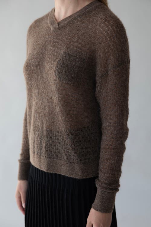 Sskein Lacey Pointelle Pullover In Brown