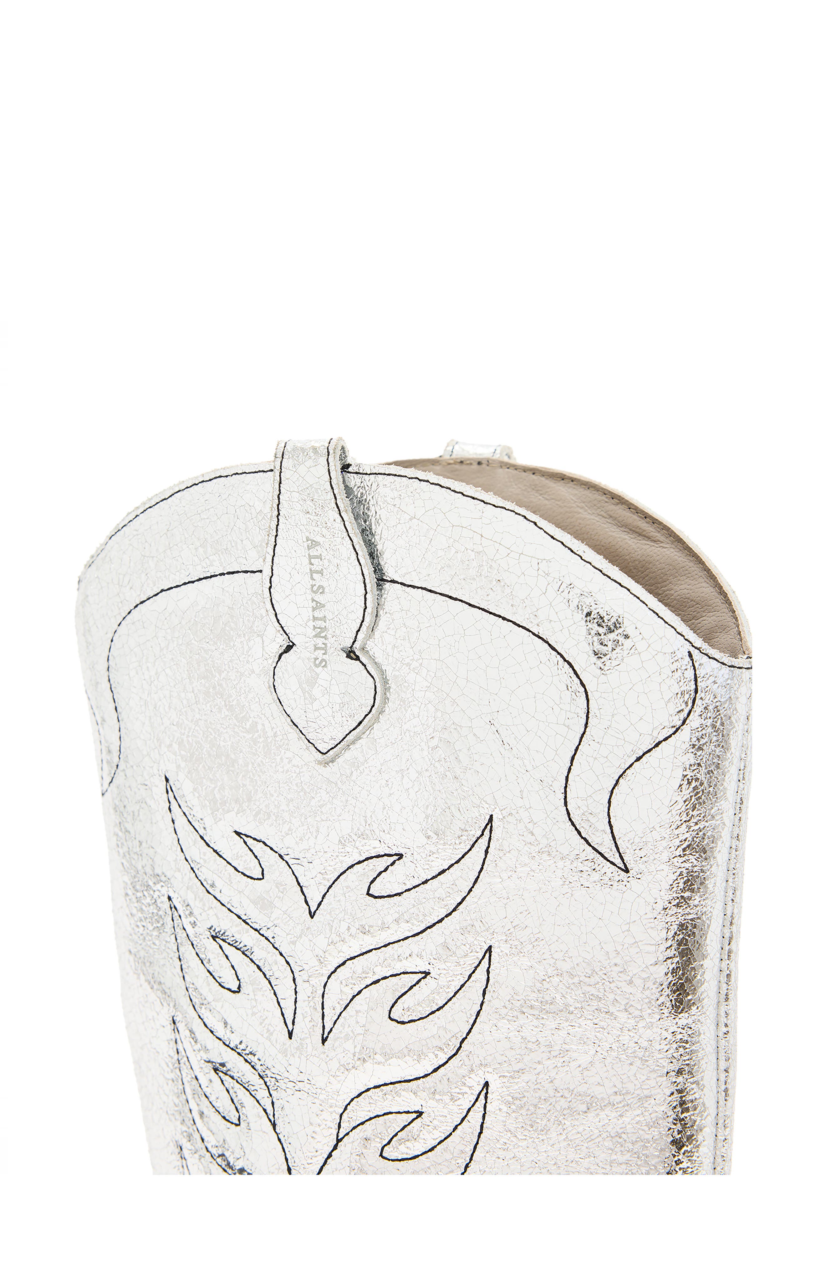 AllSaints Dolly Cowboy Boot, Alternate, color, Metallic Silver