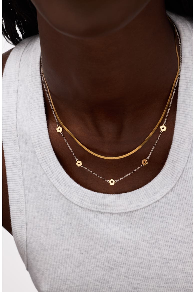 Flower Necklace - Rowena Necklace Two Tone, Alternate, color, Two Tone