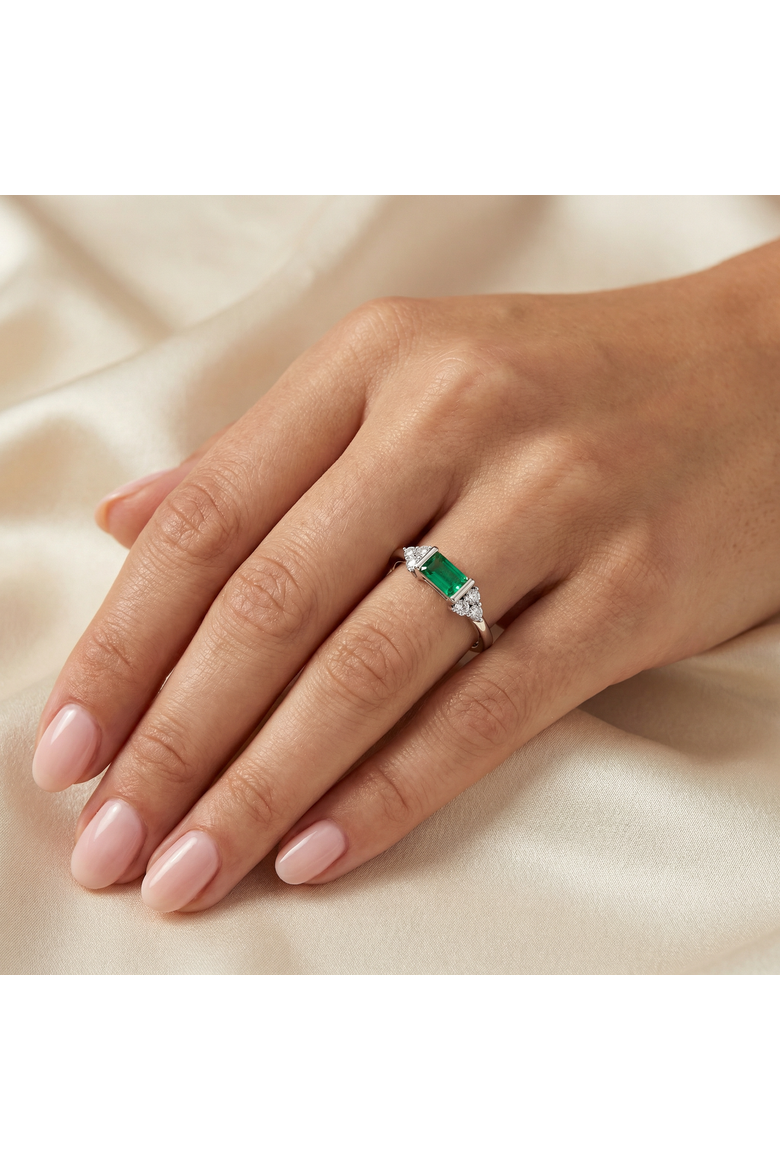 1/3Ct Thin Emerald Diamond Stackable Wedding Ring 14k Gold Lab Grown, Alternate, color, 14k White Gold