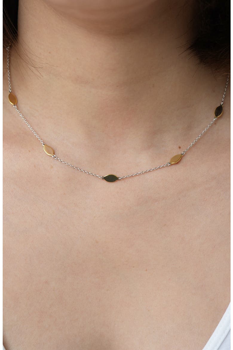 Organic-Shape Station Necklace, Alternate, color, GOLD/ SILVER