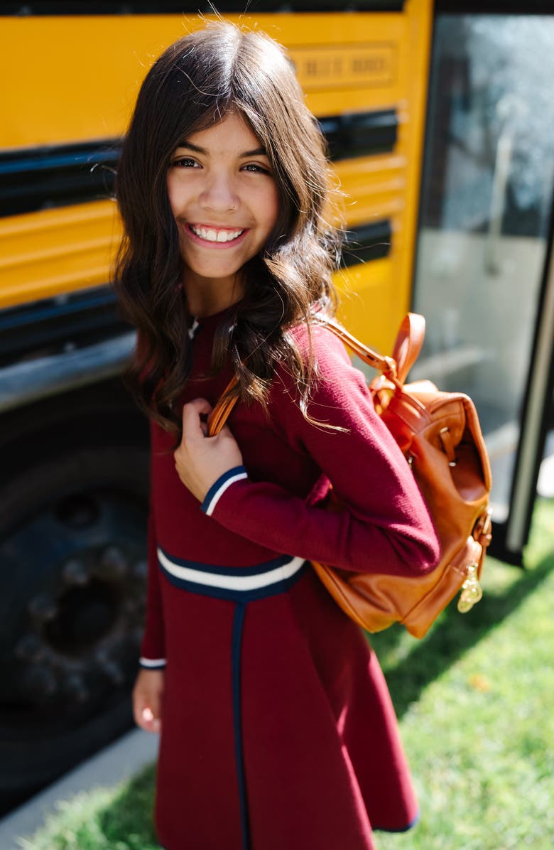 Hope & Henry Baby Girls' Organic Henley Sweater Dress, Infant, Alternate, color, Oxblood With Tipping