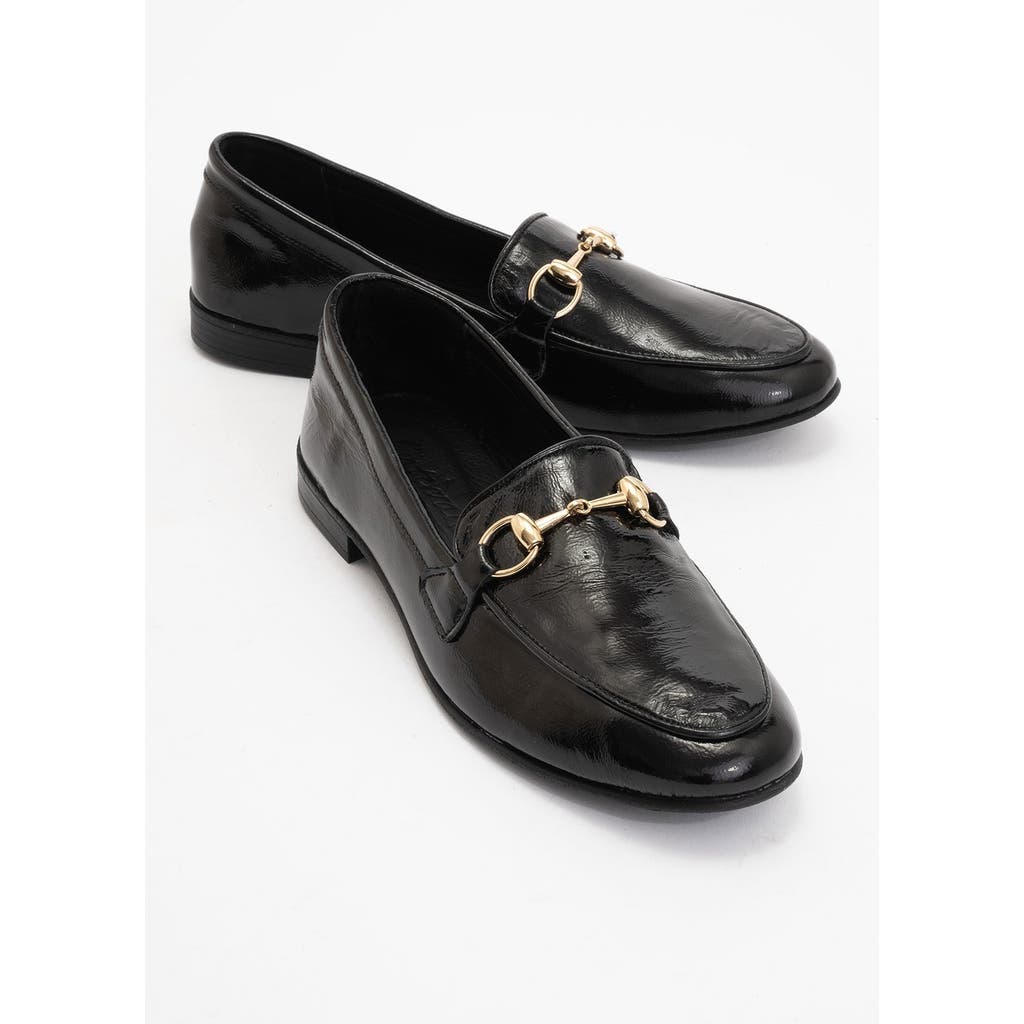 Forever & Always Shoes Rory Leather Bit Loafer In Black Patent Leather
