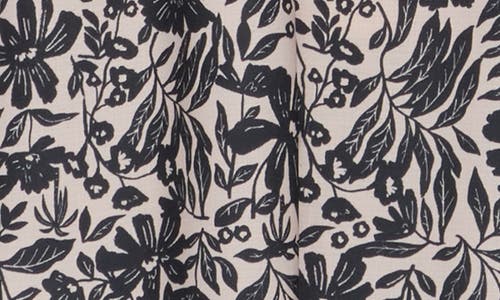 Socialite Floral Puff Sleeve Midi Dress In Black - White Print