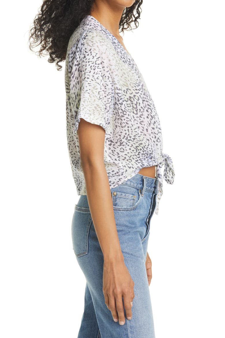 Thea Tie Front Top, Alternate, color, RAINBOW CHEETAH