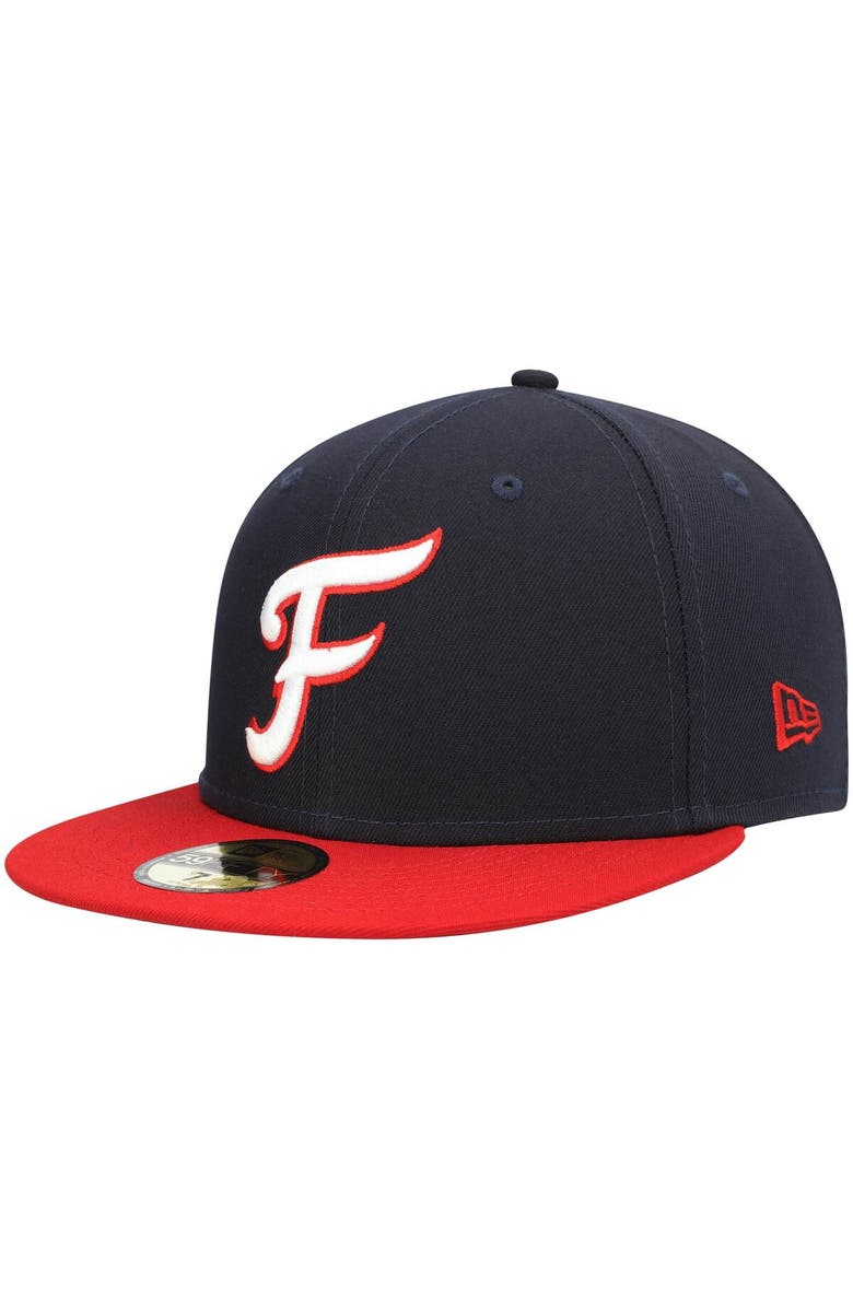 New Era Men's New Era Navy Fredericksburg Nationals Authentic Collection Road 59FIFTY Fitted Hat, Main, color, 