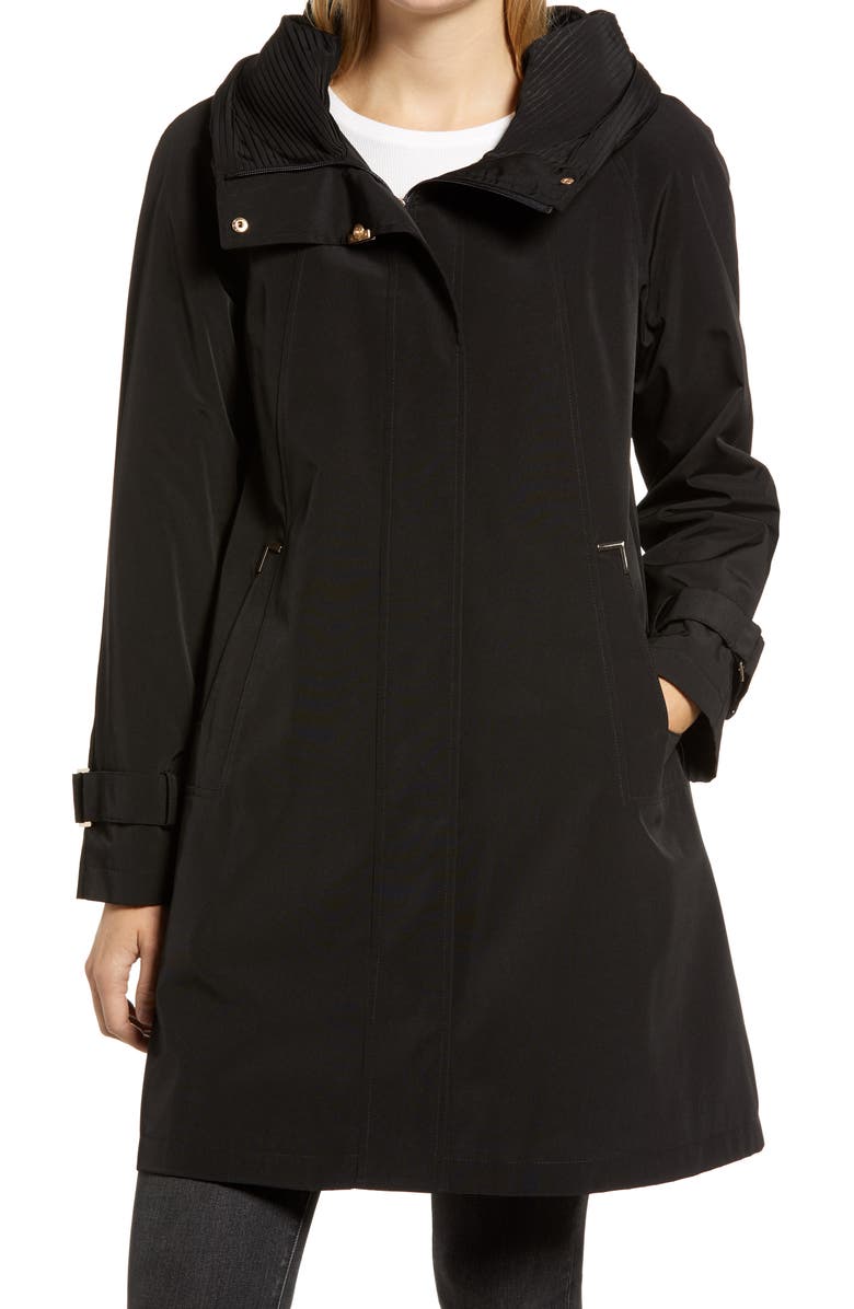 Gallery Pleated Collar Raincoat with Liner, Alternate, color,