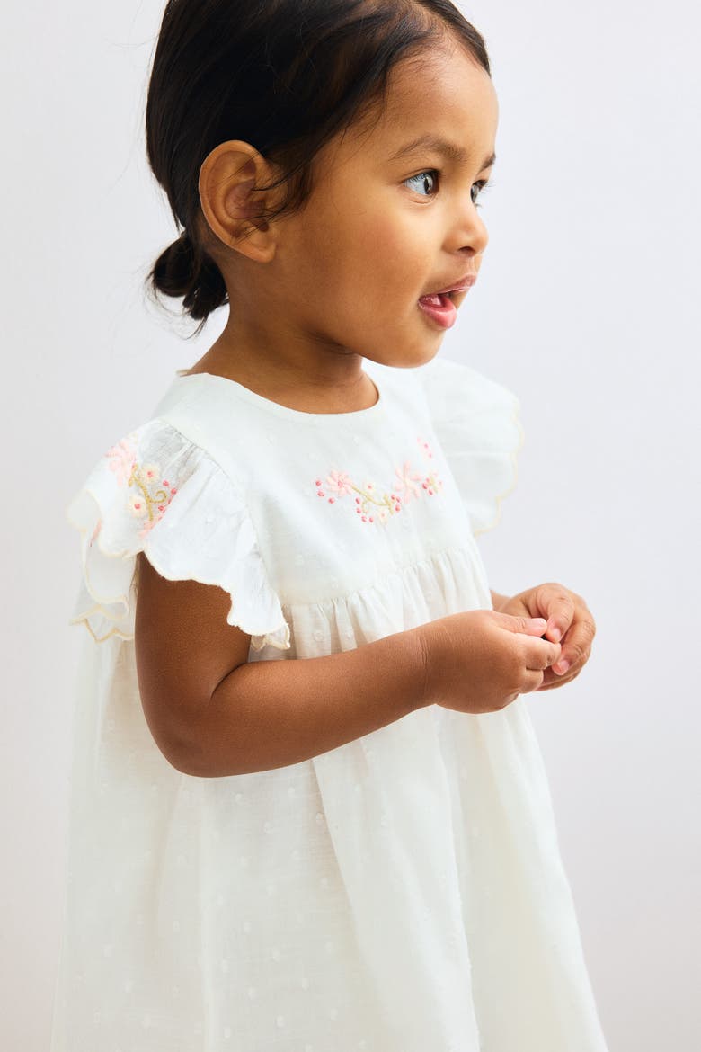 Embroidery-detail Cotton Dress, Alternate, color, White