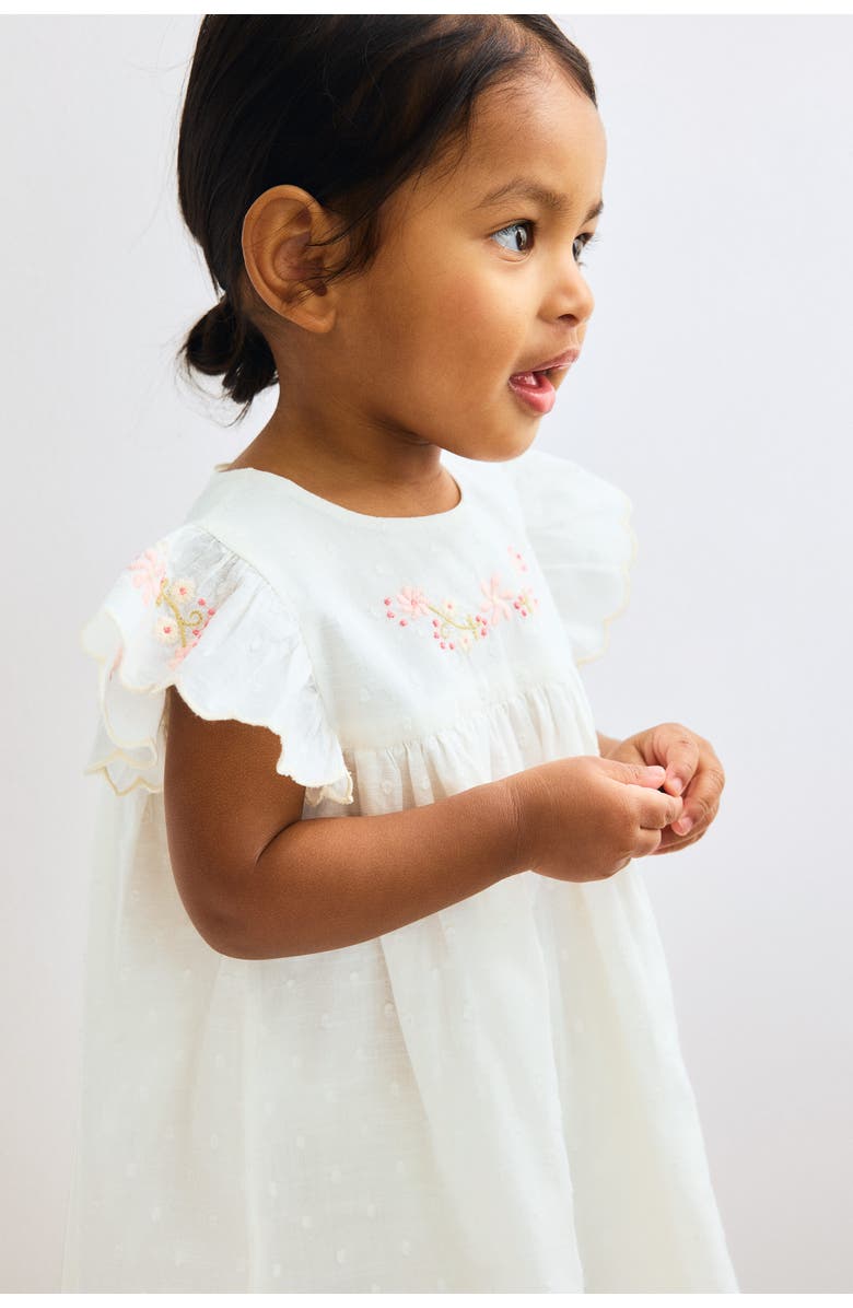 H&M Embroidery-detail Cotton Dress, Alternate, color, White