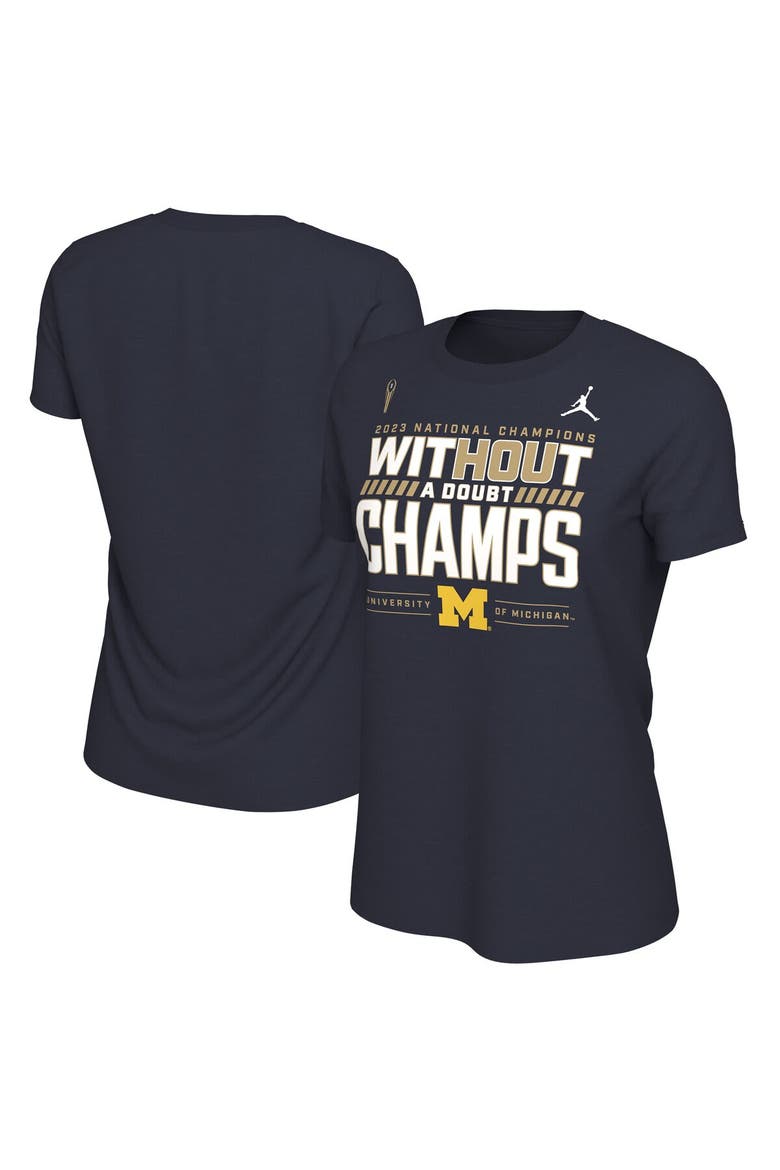 Women's Jordan Brand  Navy Michigan Wolverines College Football Playoff 2023 National Champions Locker Room T-Shirt, Main, color, Navy
