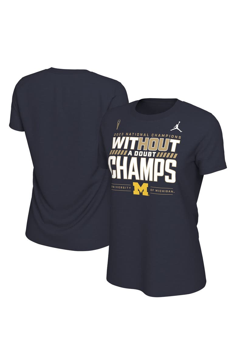 Jordan Brand Women's Jordan Brand  Navy Michigan Wolverines College Football Playoff 2023 National Champions Locker Room T-Shirt, Main, color, 