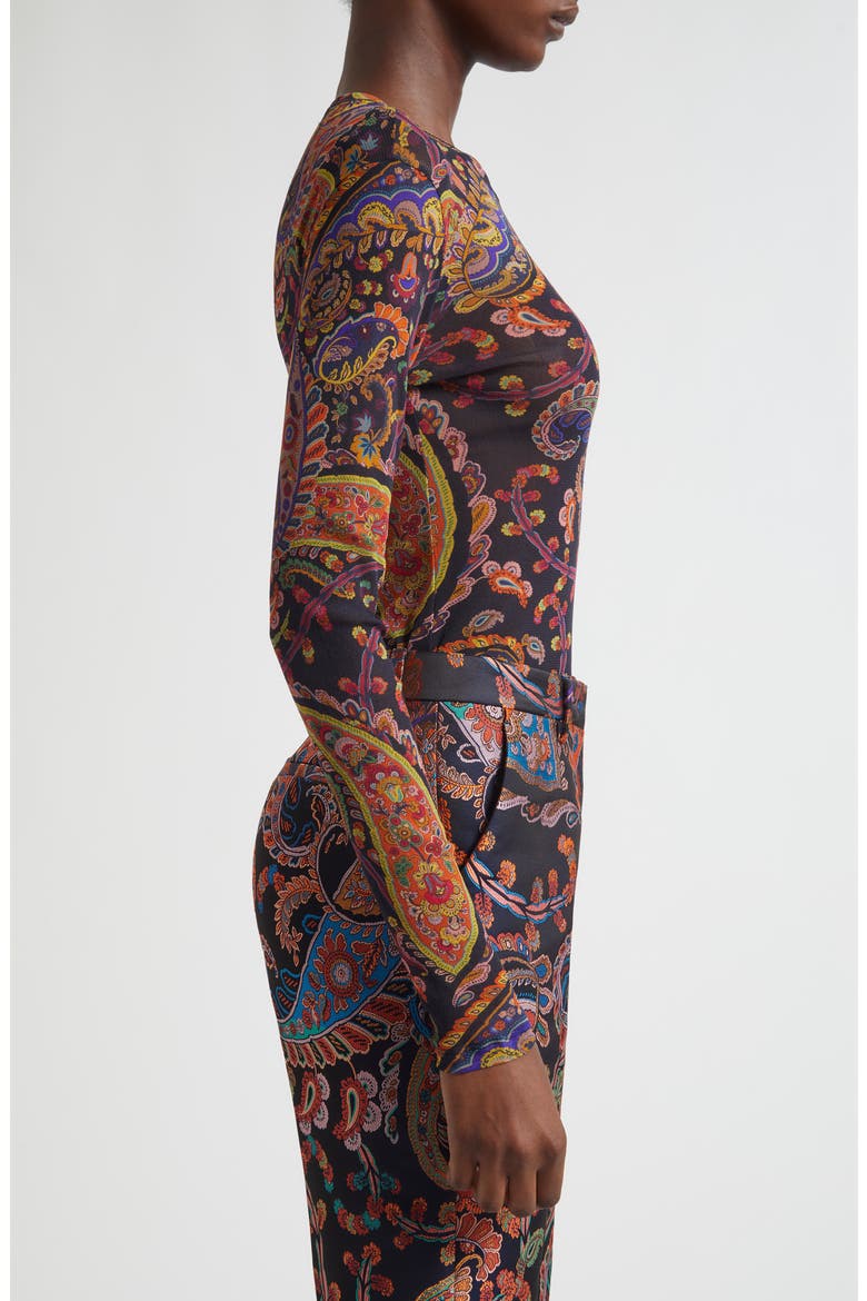 Paisley Fitted Mesh Top, Alternate, color, PRINT ON BLUE BASE