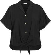 City Chic Kalea Tie Front Button-Up Shirt