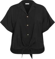 City Chic Kalea Tie Front Button-Up Shirt