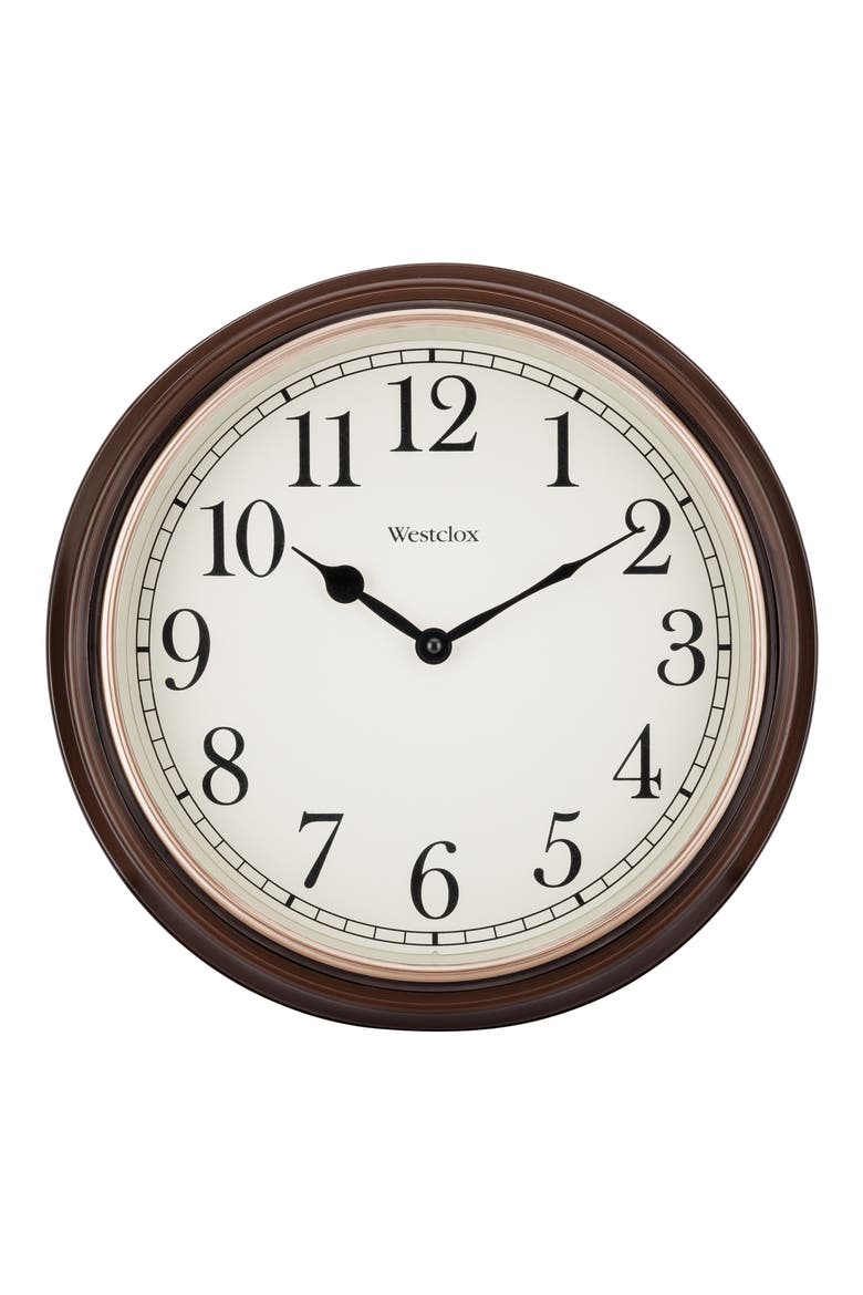 15.5-Inch Woodgrain Wall Clock, Main, color, BROWN