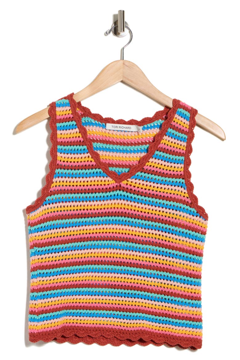 Gianna Rainbow Crochet Tank, Alternate, color, MULTI