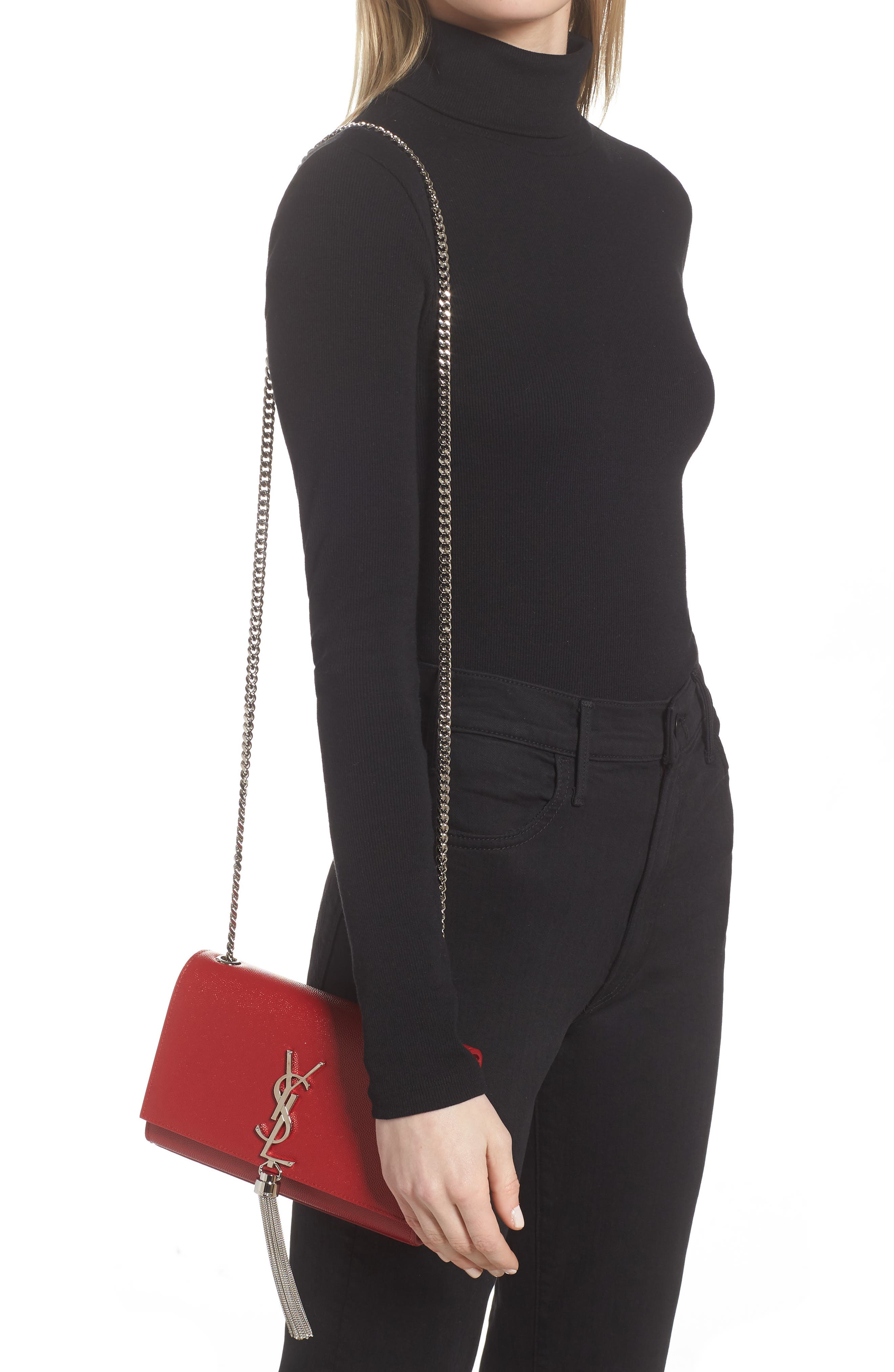 Saint Laurent Small Kate Textured Leather Crossbody Bag, Alternate, color, 