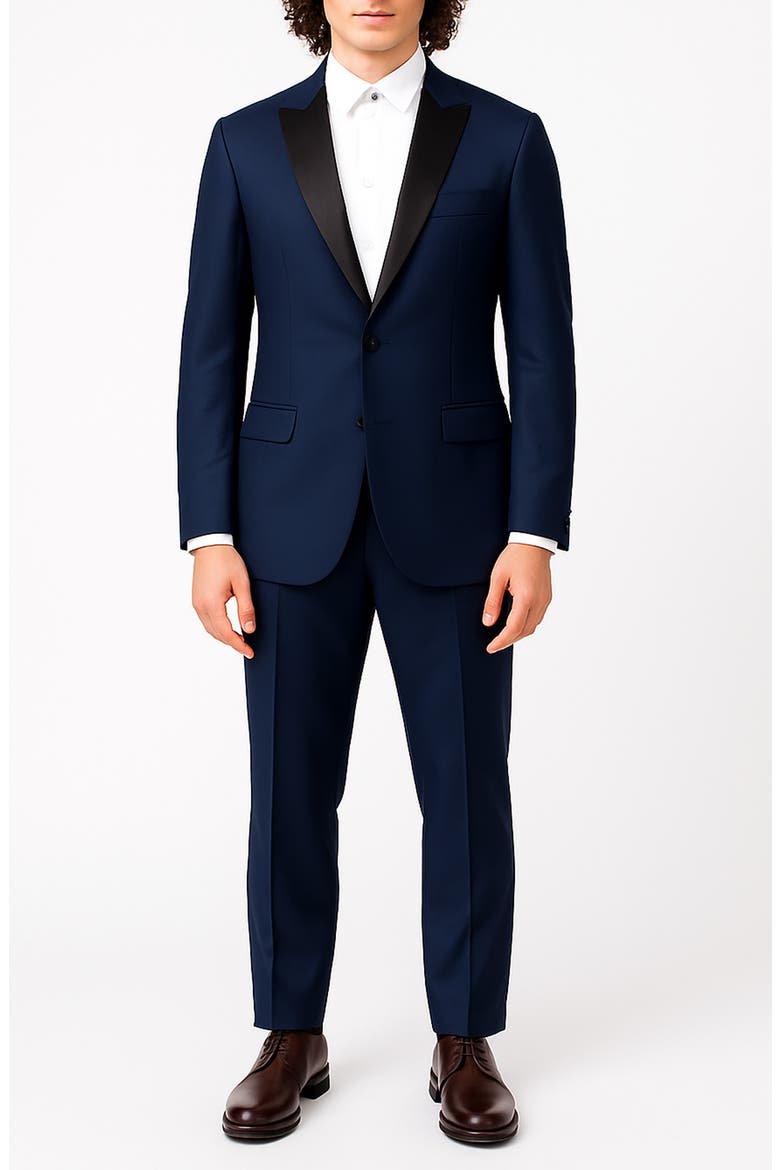 Black Slim Fit Mélange Tuxedo, Main, color, NAVY