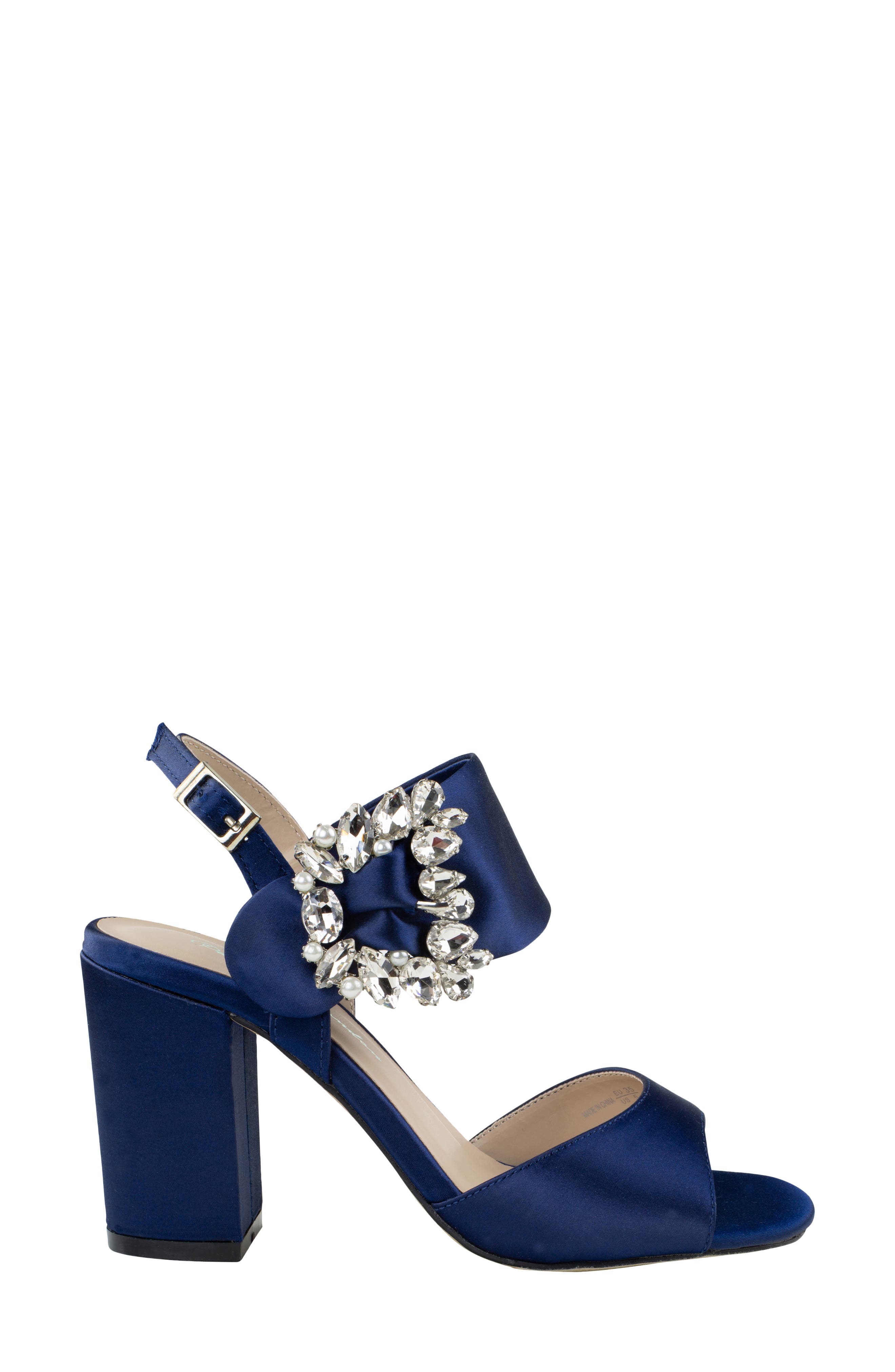 Manhattan Embellished Sandal, Alternate, color, NAVY SATIN