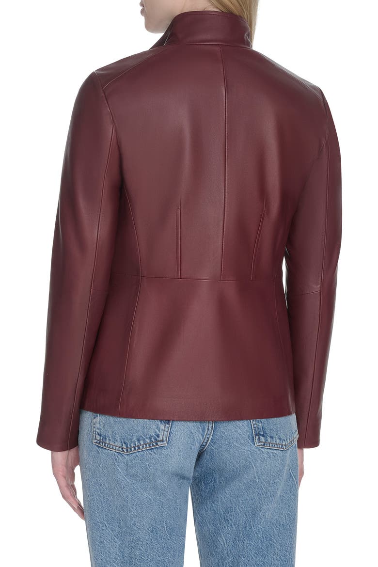 Wing Collar Leather Jacket, Alternate, color, BURGUNDY