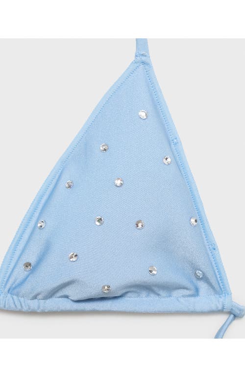 Mango Rhinestone Triangle Bikini Top In Blue