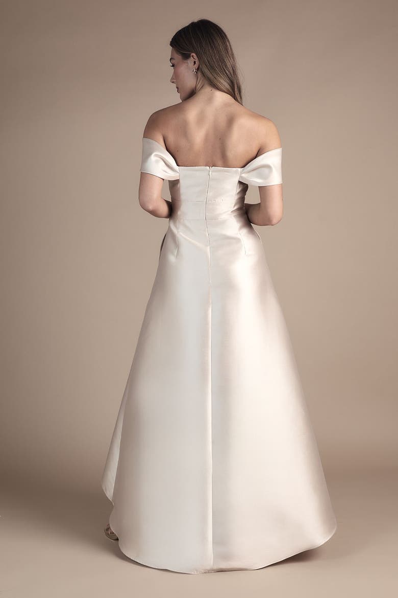 Bardot Twill Bridesmaid Dress, Alternate, color, Champagne