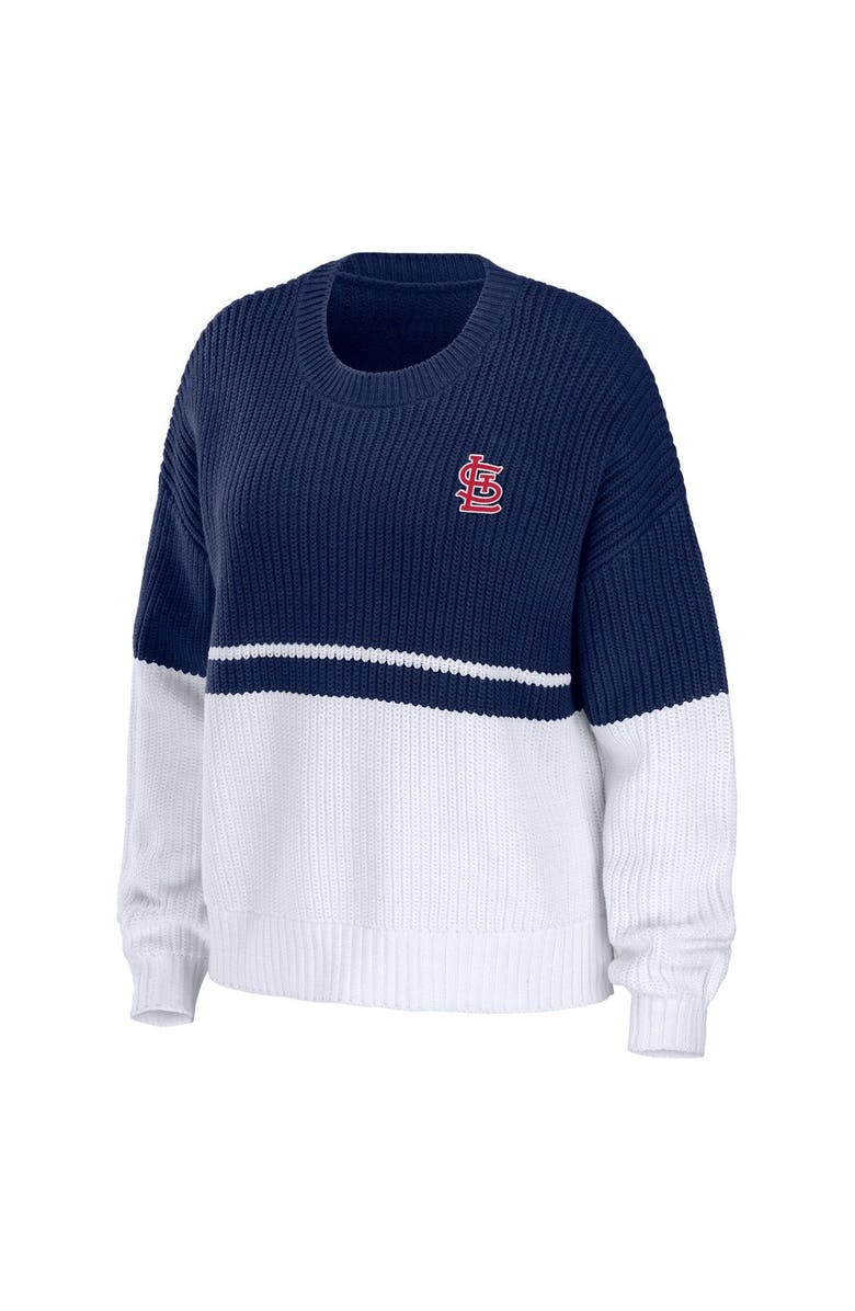 WEAR by Erin Andrews Women's WEAR by Erin Andrews Navy/White St. Louis Cardinals Chunky Pullover Sweatshirt, Alternate, color, Navy