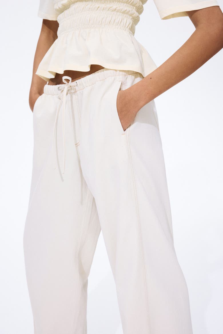 Denim Drawstring Pants, Alternate, color, Light beige