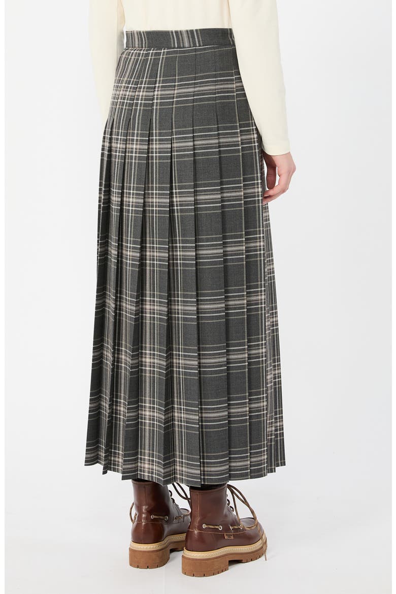 Prisma Plaid Pleated Midi Skirt, Alternate, color, DARK GREY