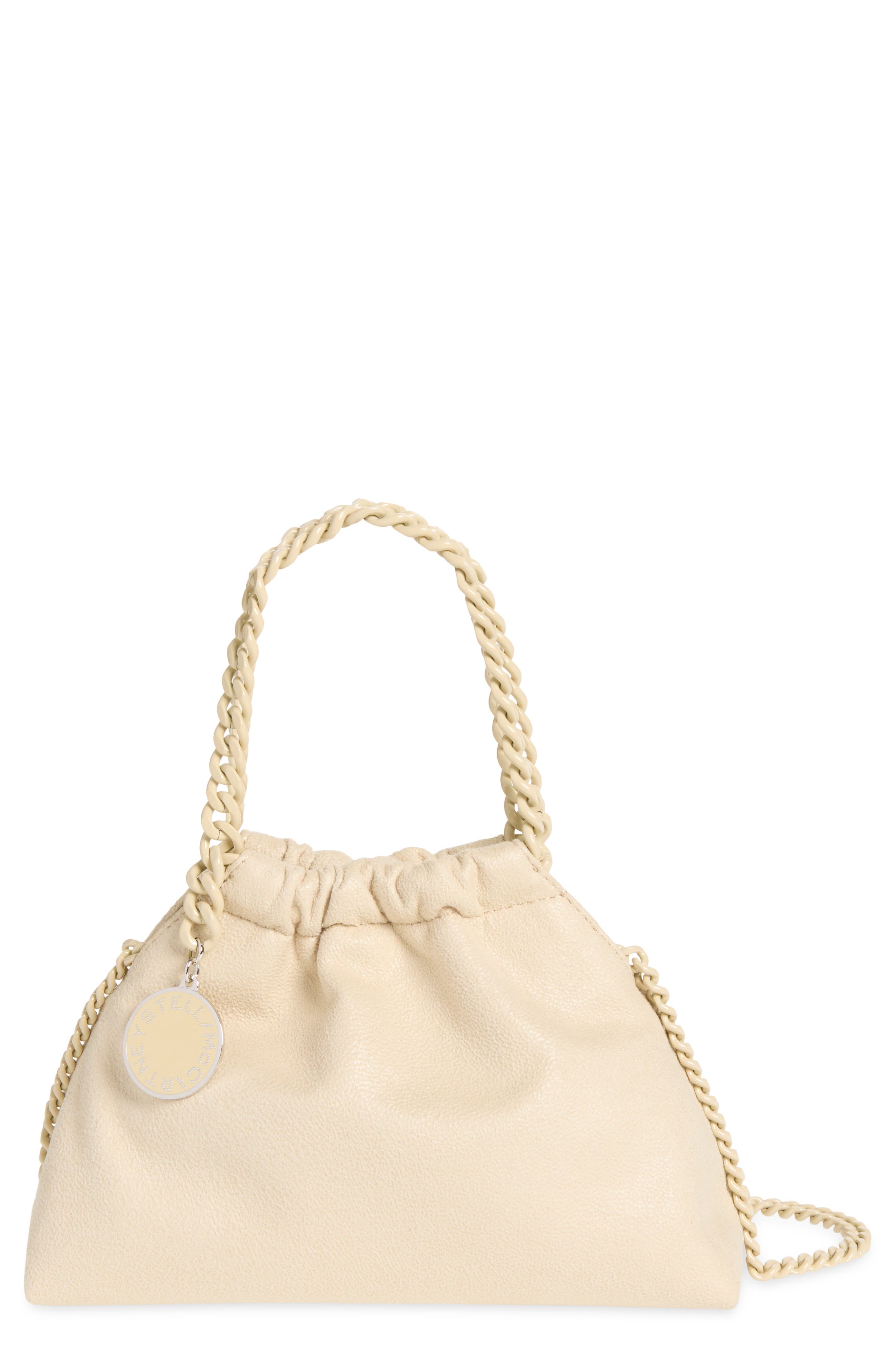 Stella McCartney Mini Falabella Faux Suede Drawstring Bag, Main, color, Pearl