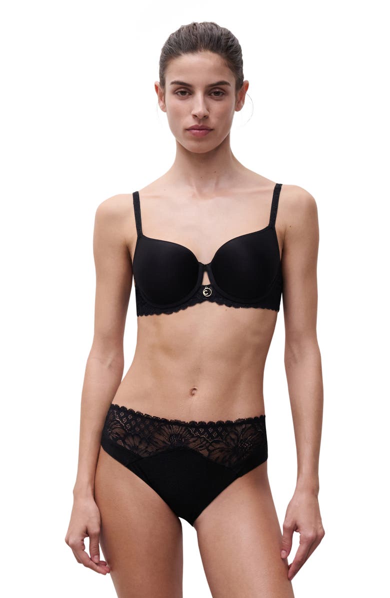 Chantelle Lingerie Sublime Mid Rise Bikini, Alternate, color, Black