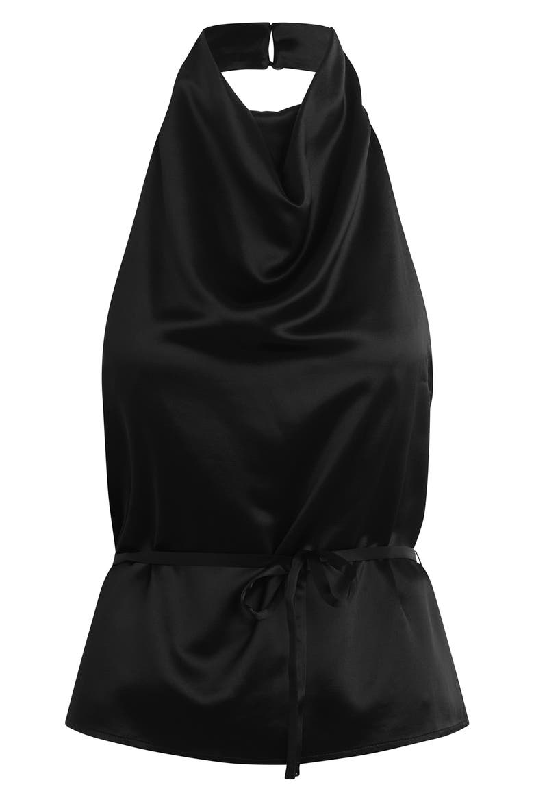 The Ladies Night Satin Halter Top, Alternate, color, BLACK