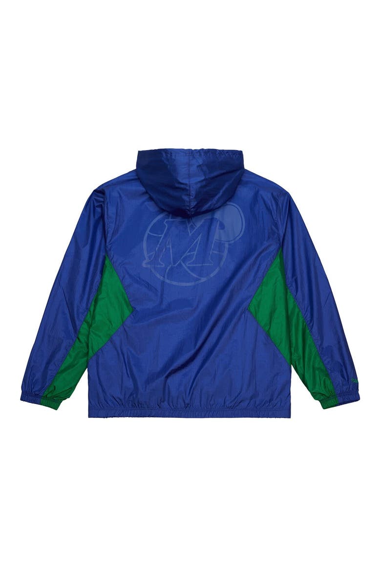 Men's Mitchell & Ness Blue Dallas Mavericks Playmaker Full-Zip Hooded Windbreaker Jacket, Alternate, color, Blue